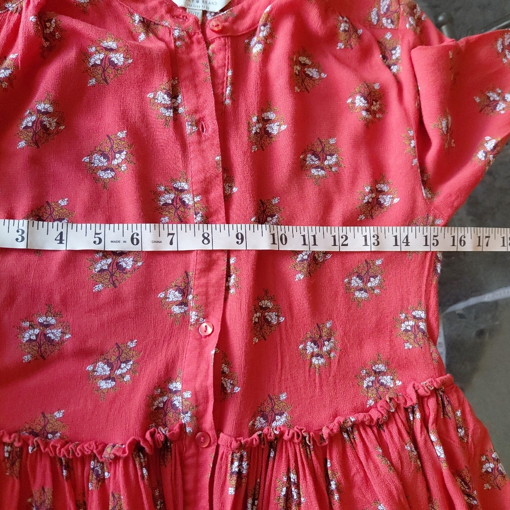 Lucky Brand Womens RED Printed Tiered Long Sleeve Button Down Dress Size XS TP - Picture 11 of 12